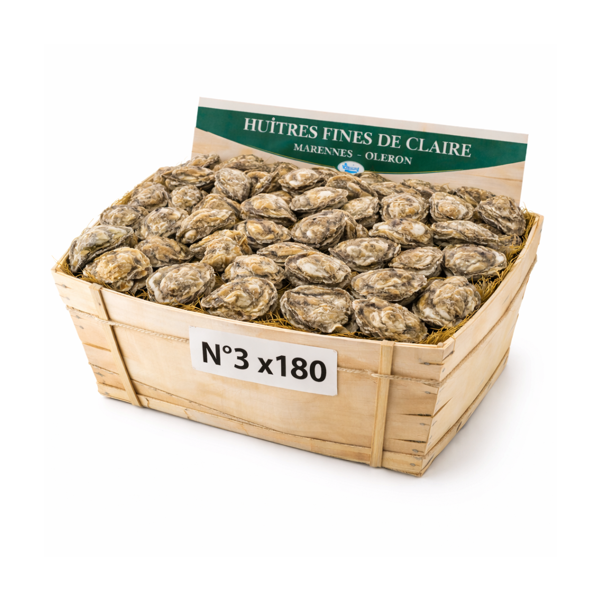 Huîtres Fines de Claire Marennes n°3 x180 – Bourriche 15 kg