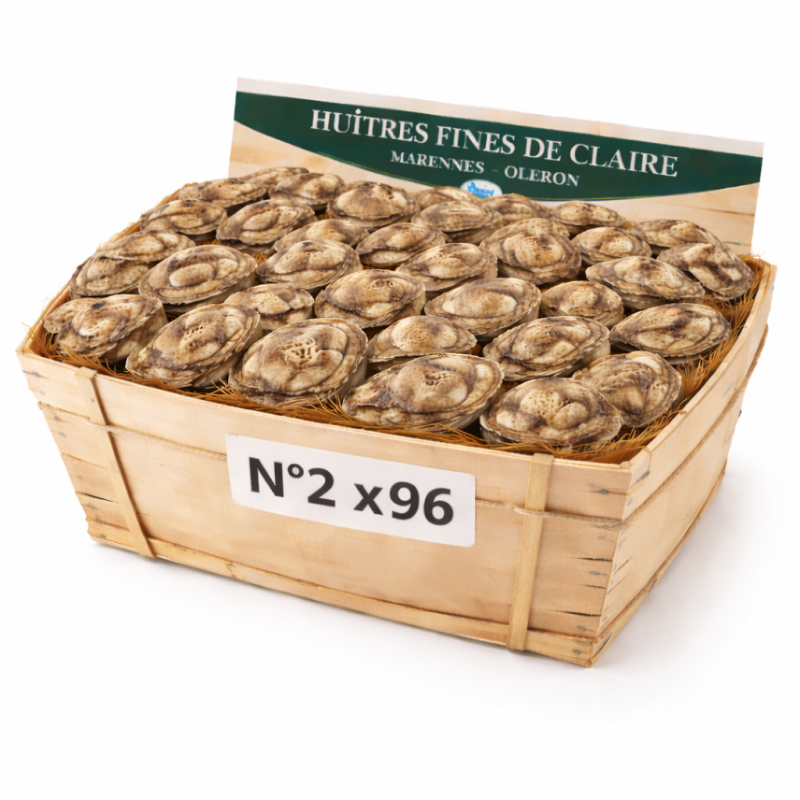 Huîtres Fines de Claire Marennes n°2 – bourriche 96 pièces 10 kg