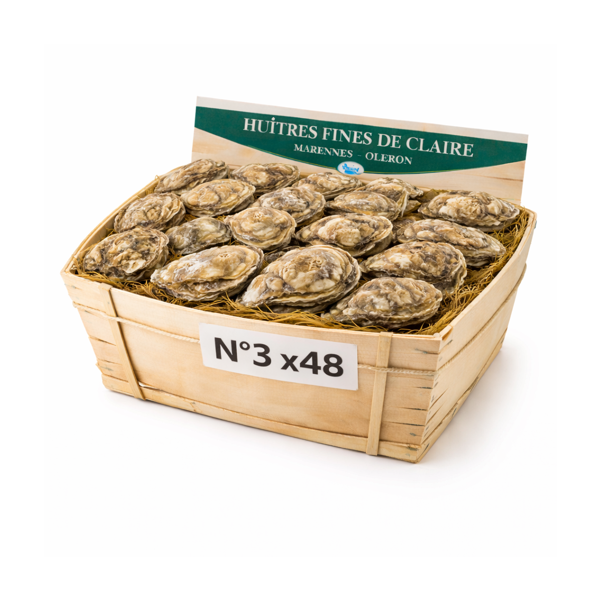 Huîtres Fines de Claire Marennes n°3 x48 – Bourriche 4 kg