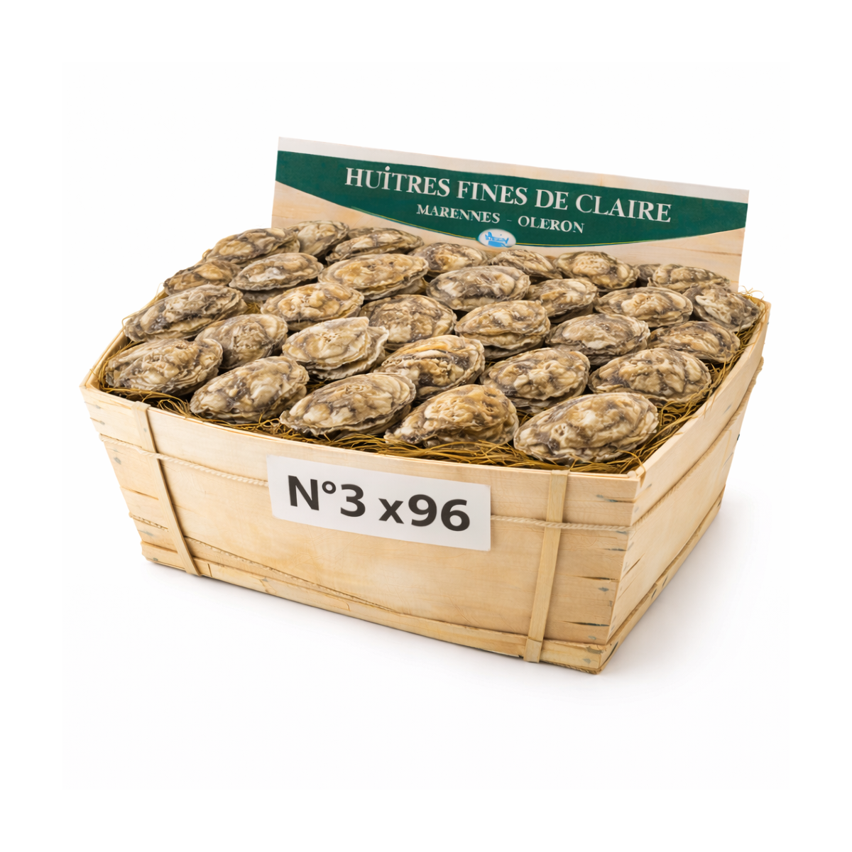 Huîtres Fines de Claire Marennes n°3 – bourriche 96 pièces 8 kg