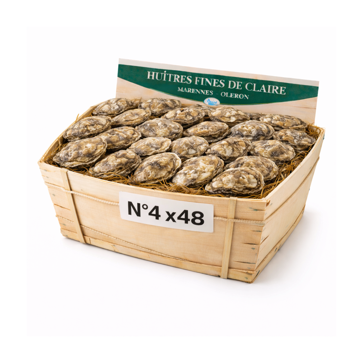 Huîtres Fines de Claire Marennes n°4 – bourriche 48 pièces 3 kg