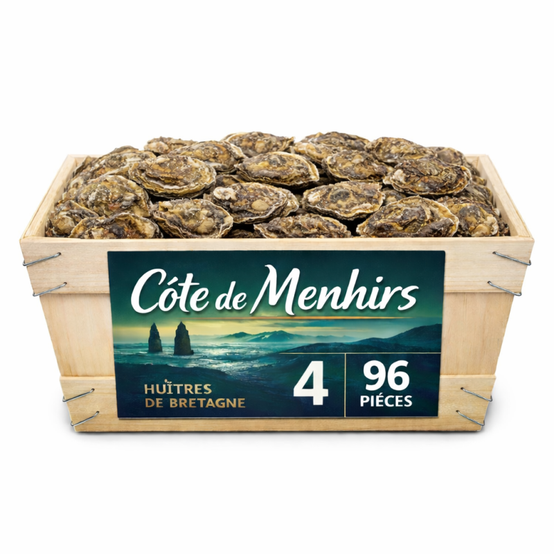 Huîtres Bretonnes Côte de Menhirs n°4 – bourriche 96 pièces